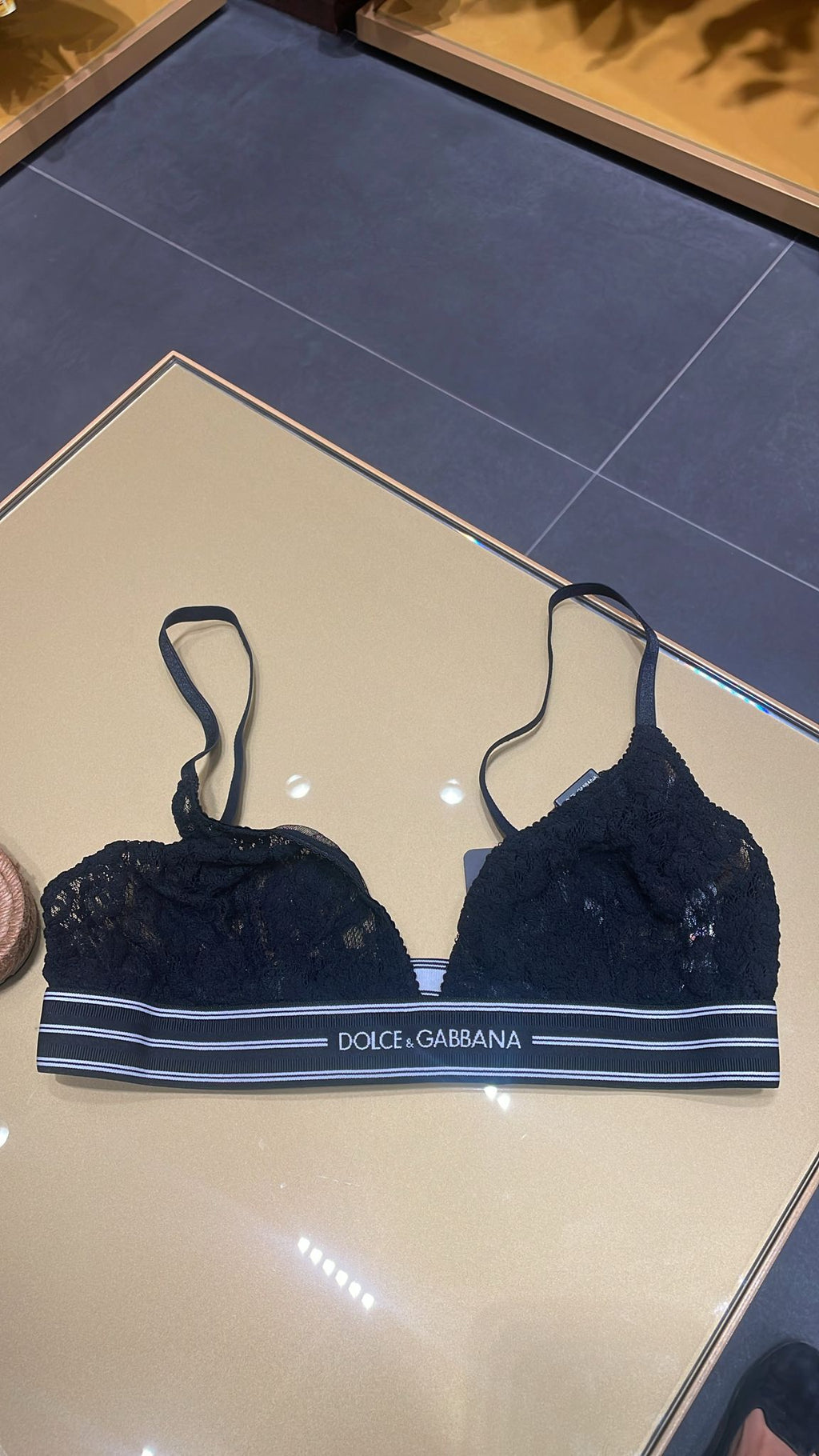 Lace Bralette with Logo Band