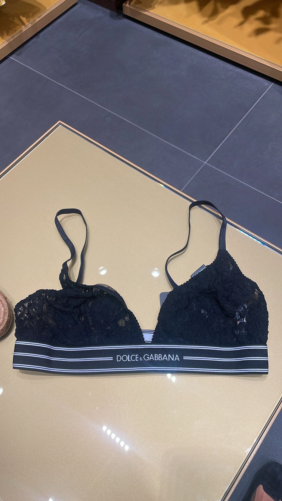 Lace Bralette with Logo Band