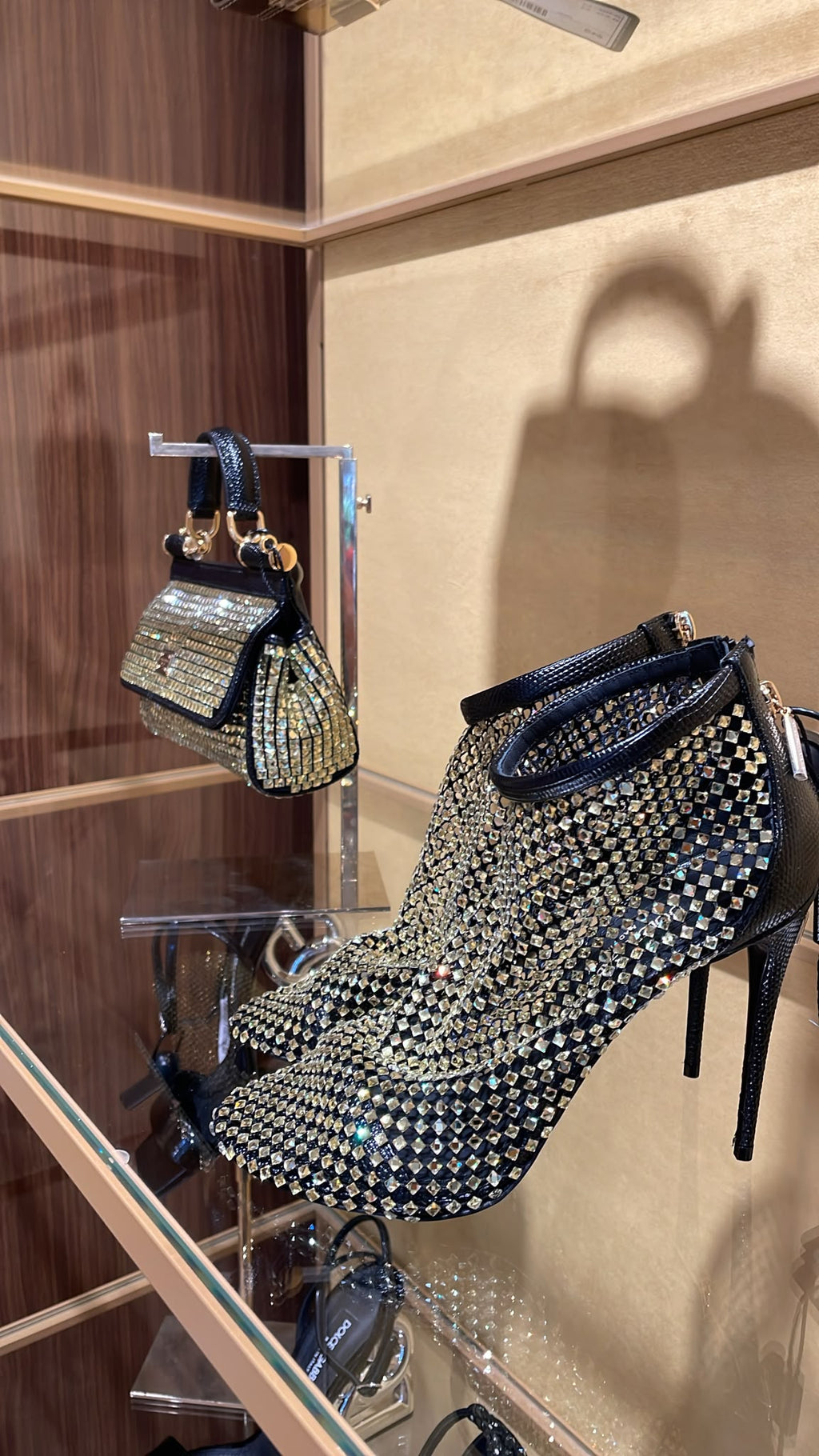 Crystal-Embellished Ankle Boots and Sicily Bag