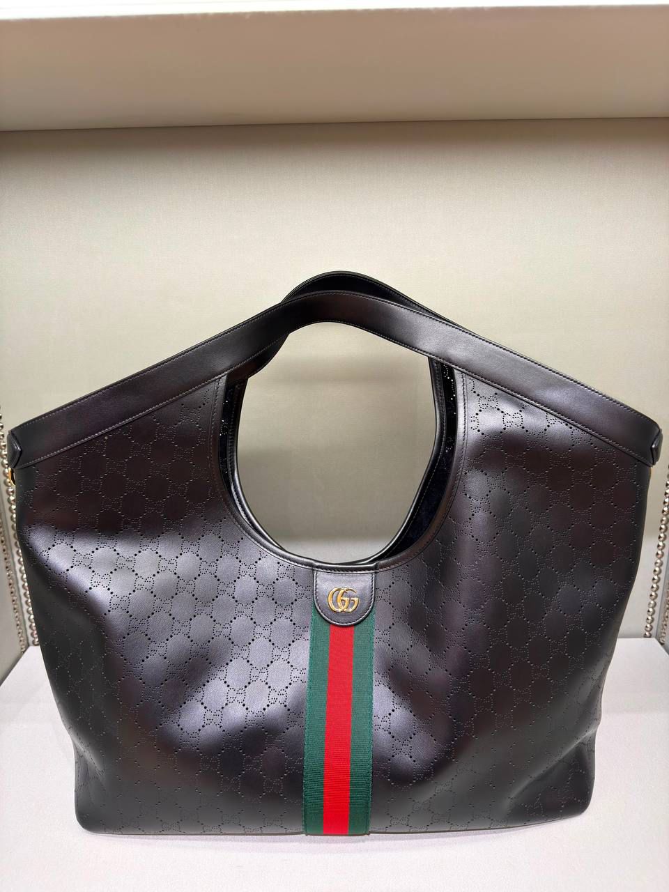 Ophidia GG Perforated Leather Tote