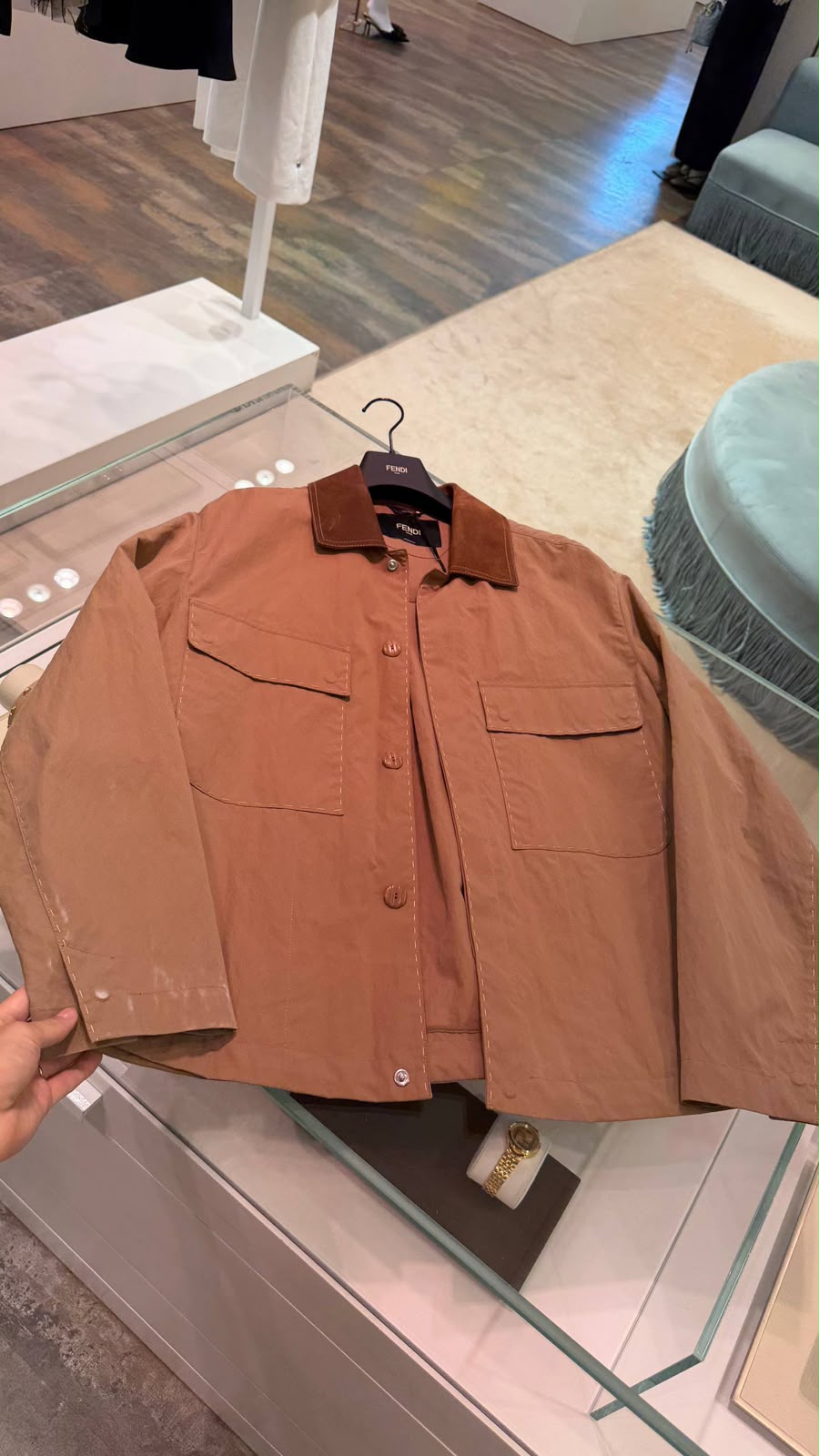 Canvas Jacket with Contrast Collar