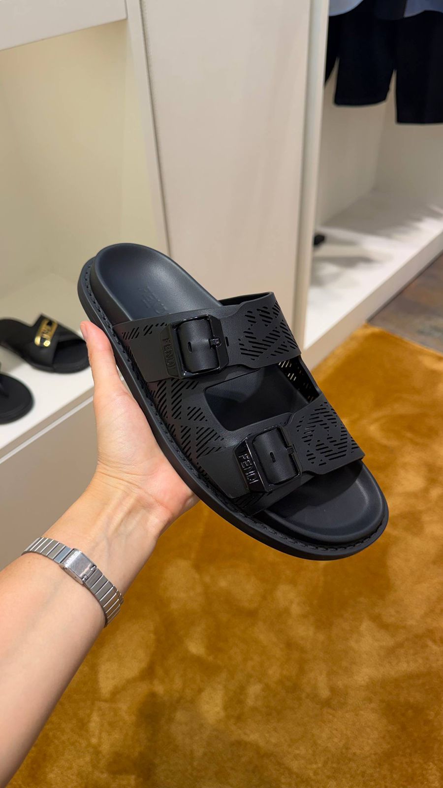 FF-embossed buckle slides