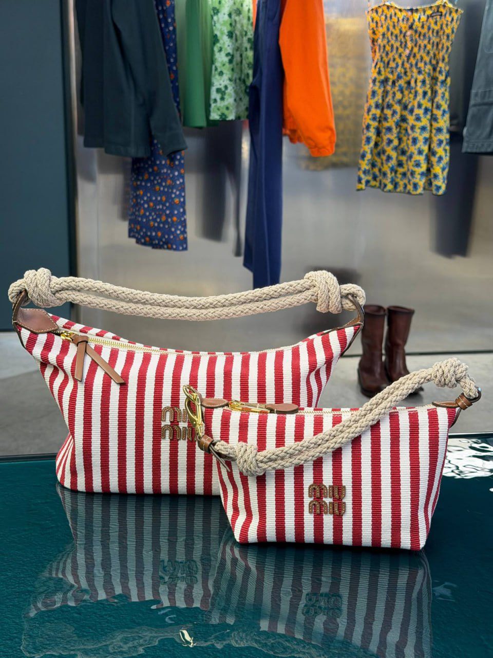 Striped Canvas Hobo Bag