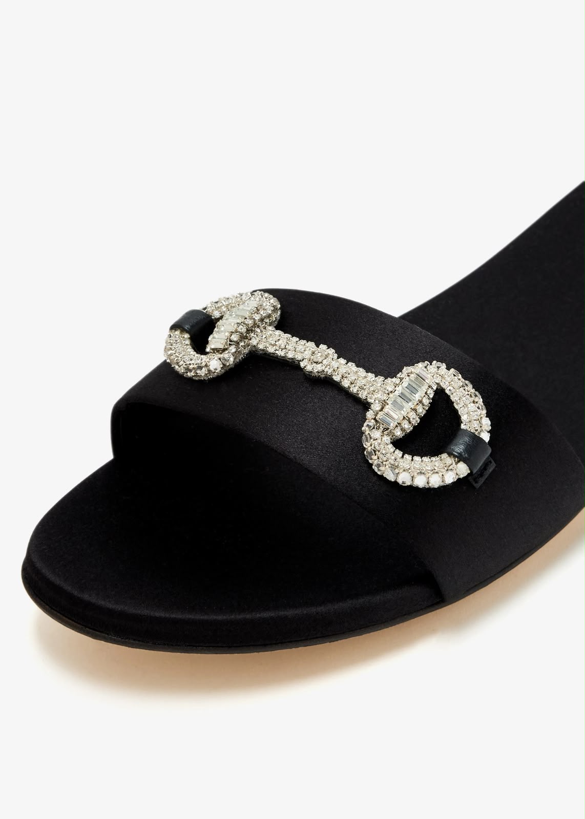 Crystal-Embellished Satin Slides