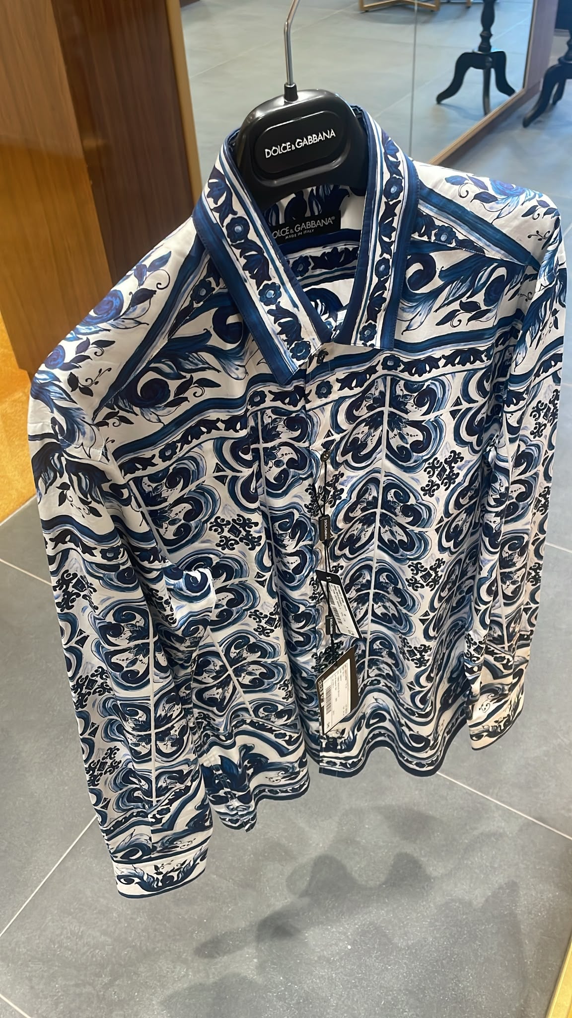 Majolica-print long-sleeved shirt