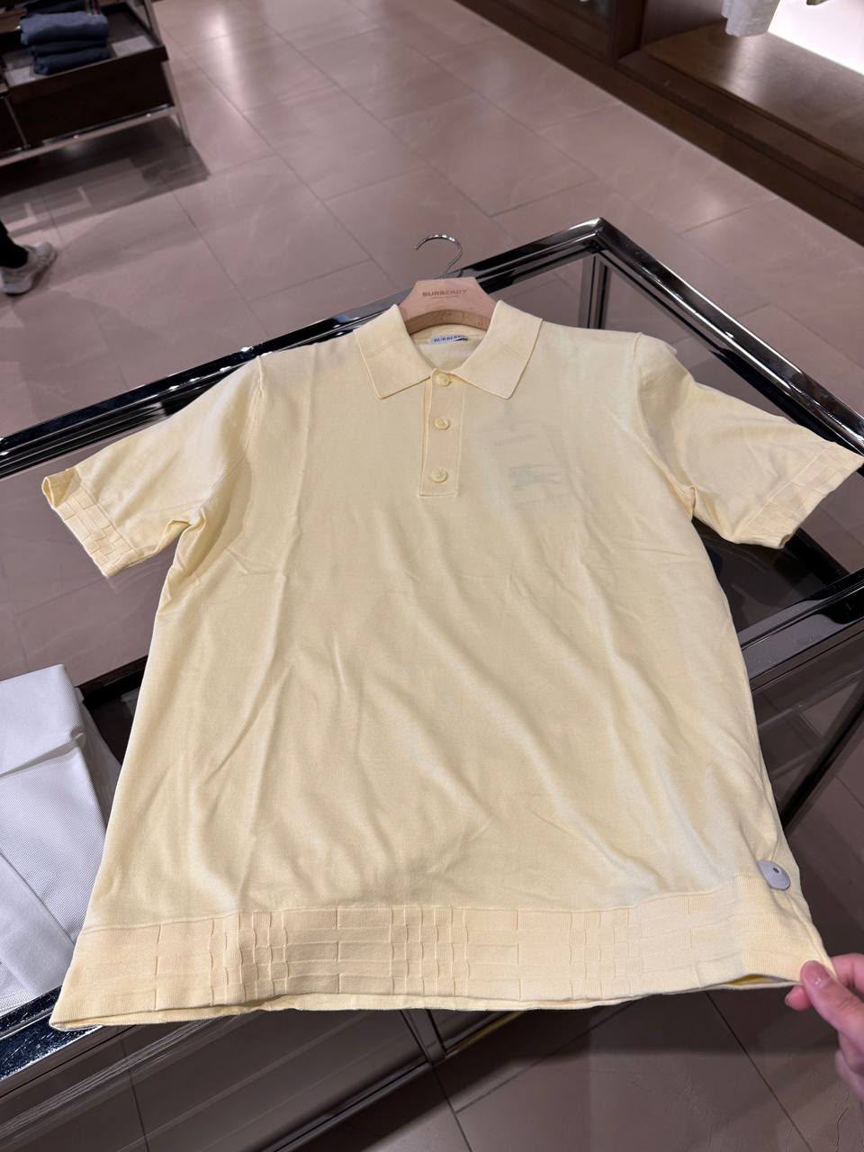 Check Detail Cotton Knit Polo Shirt