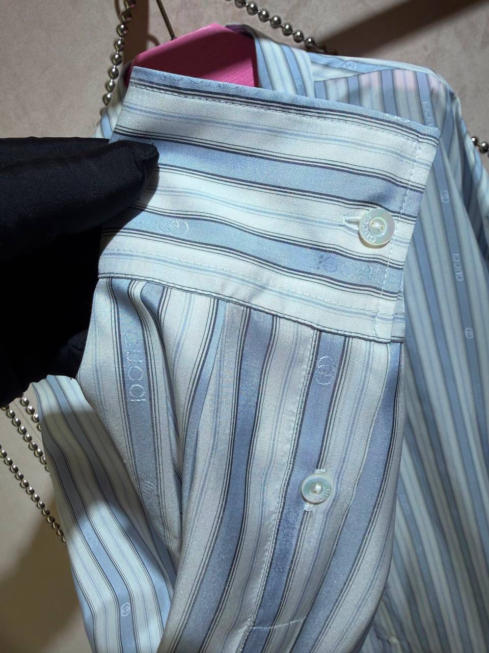 Striped Cotton Shirt with Logo