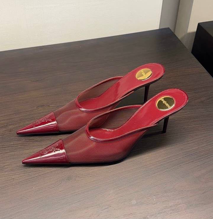 Blade Mules in Mesh and Patent Leather