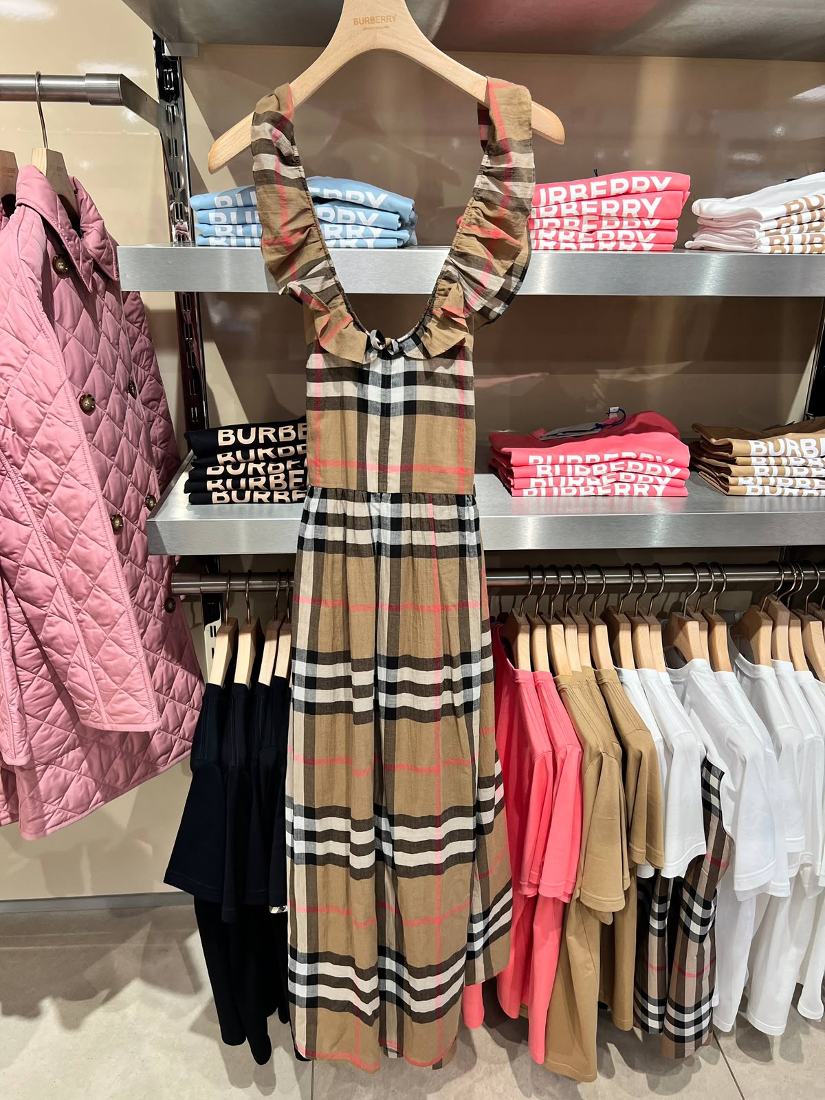 Vintage Check Cotton Ruffle Detail Dress