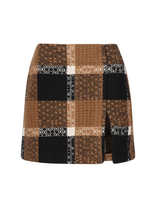 Plaid Mini Skirt with Front Slit