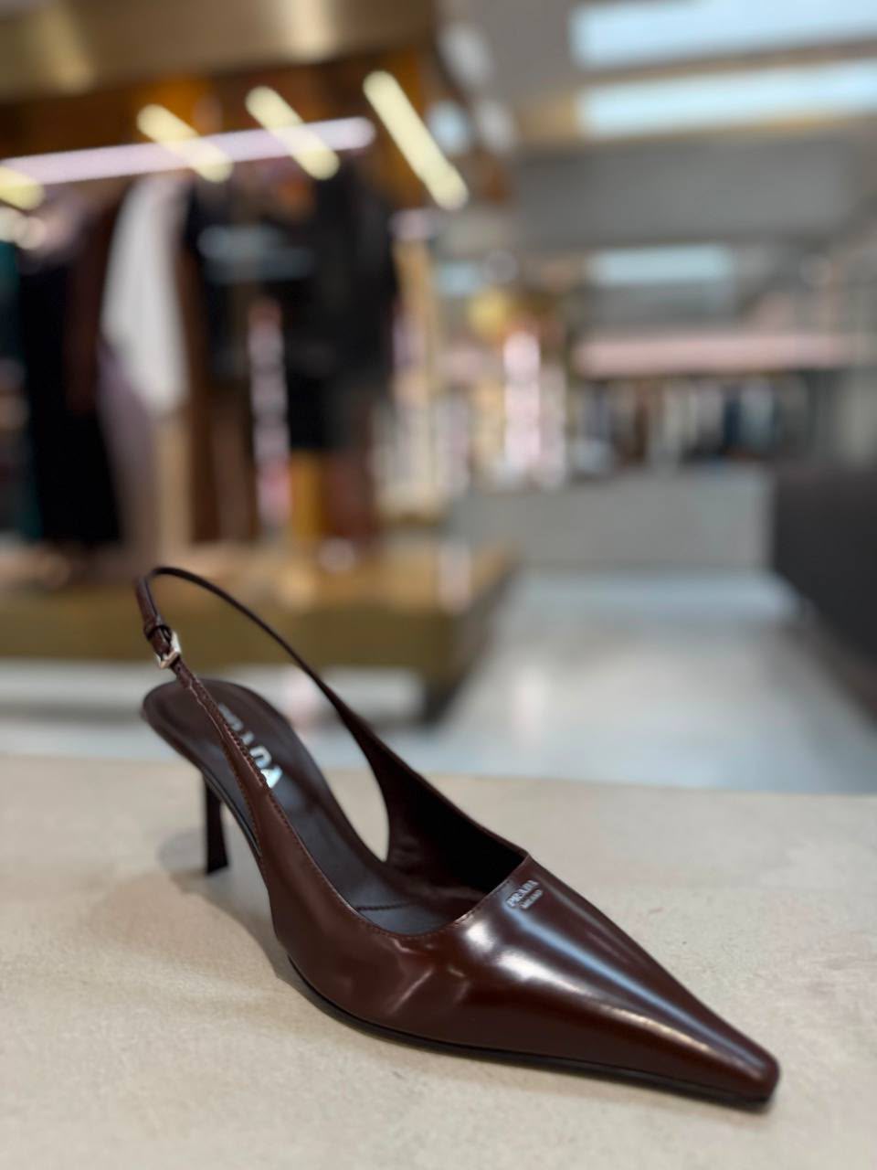 Brushed Leather Slingback Pumps