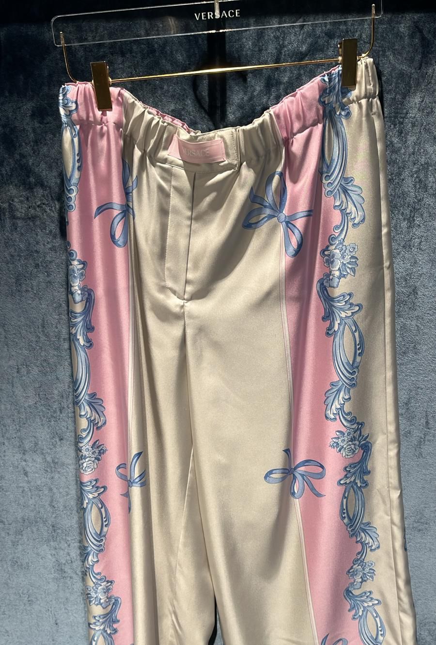 Silk Bow Print Trousers