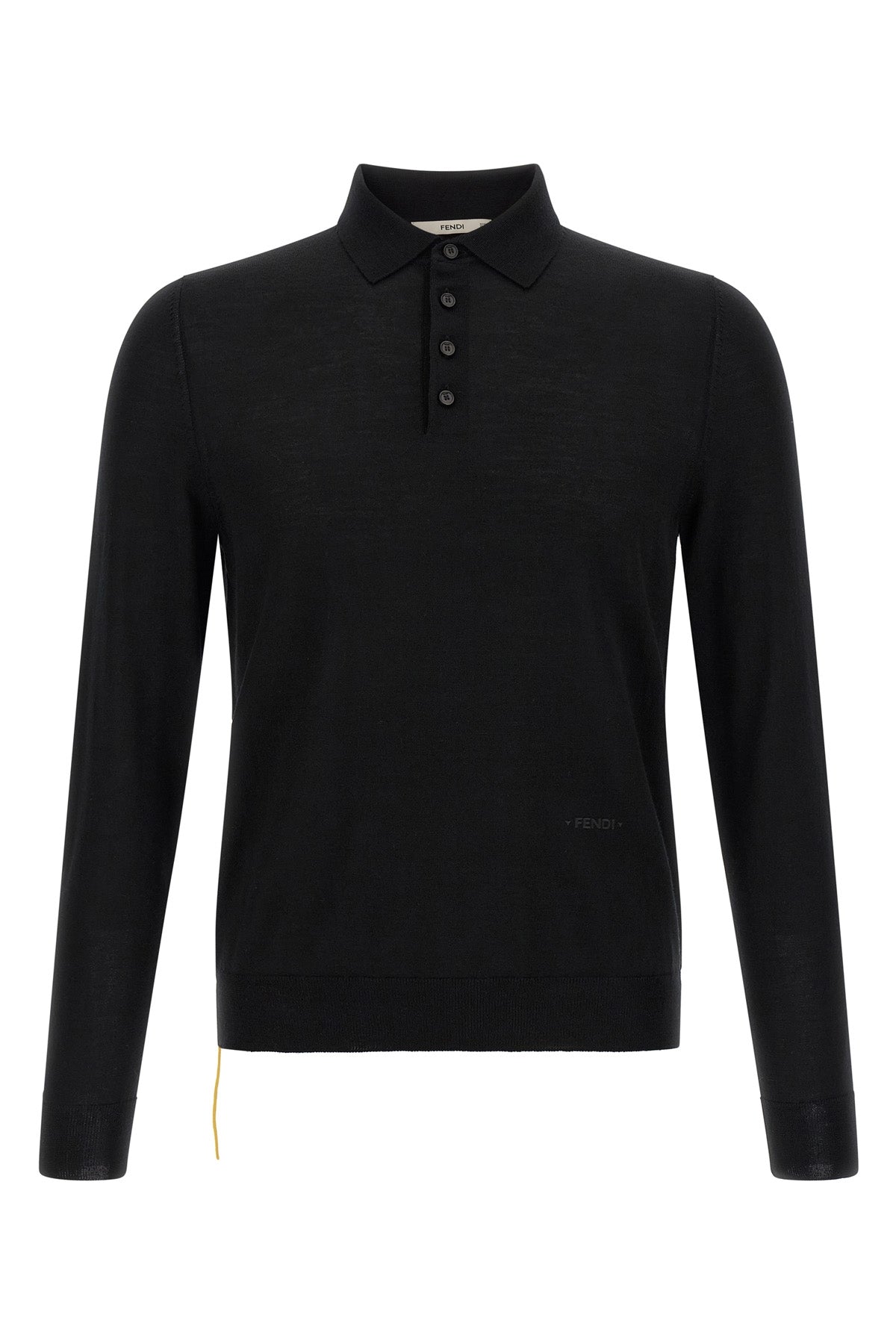 Yellow stitching polo shirt with visible thread