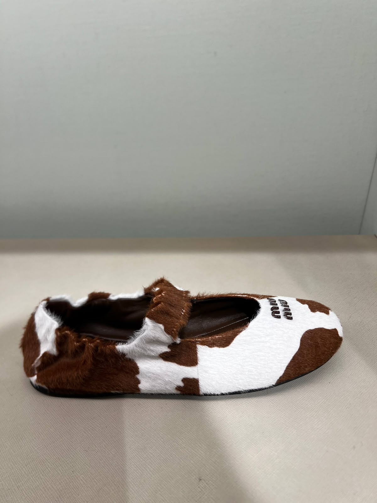 Cow-Print Haircalf Ballerinas