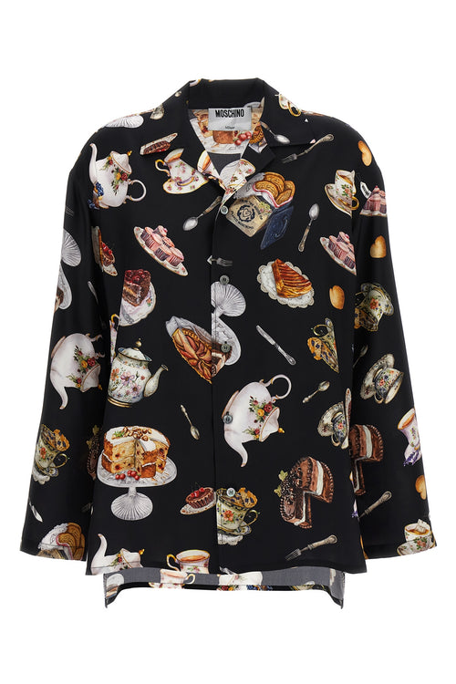 MOSCHINO 'Tea Time' print shirt For Women 100% silk