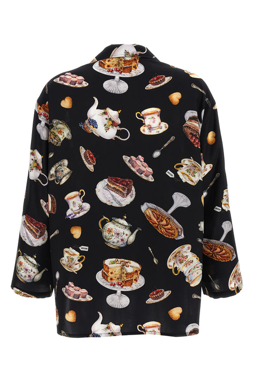 MOSCHINO 'Tea Time' print shirt For Women 100% silk