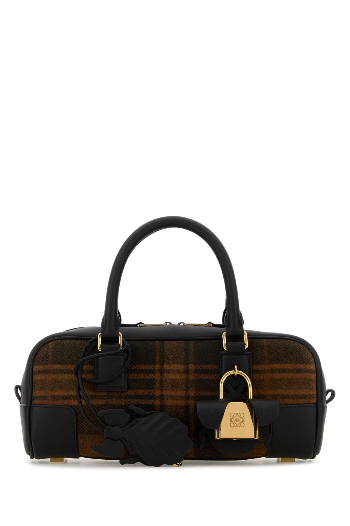 LOEWE AMAZONA 23 CROPPED TARTAN For Women Exterior: 100% Calf Lining: 100% Leather Finishing: Golden metal