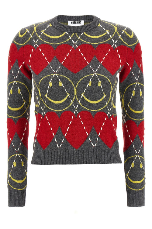 MOSCHINO 'Smiley' sweater For Women 36% wo, 32% pa, 27% vi, 5% ws