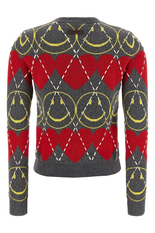 MOSCHINO 'Smiley' sweater For Women 36% wo, 32% pa, 27% vi, 5% ws