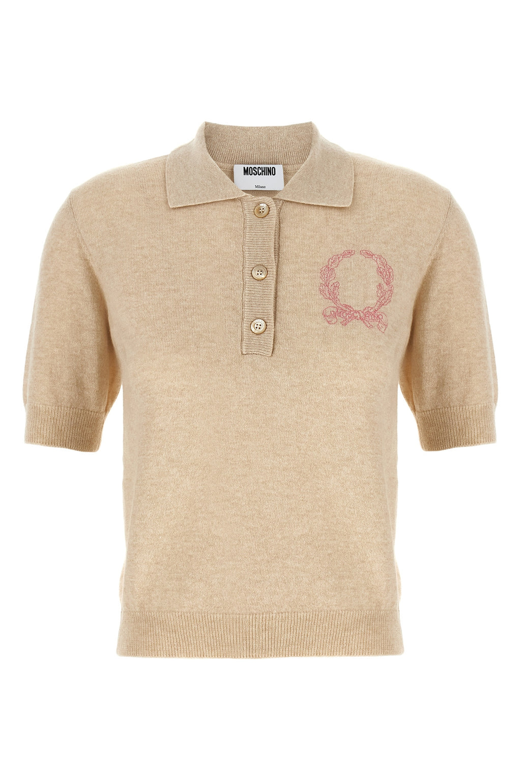 MOSCHINO Polo embroidery sweater For Women 36% wo, 32% pa, 27% vi, 5% ws