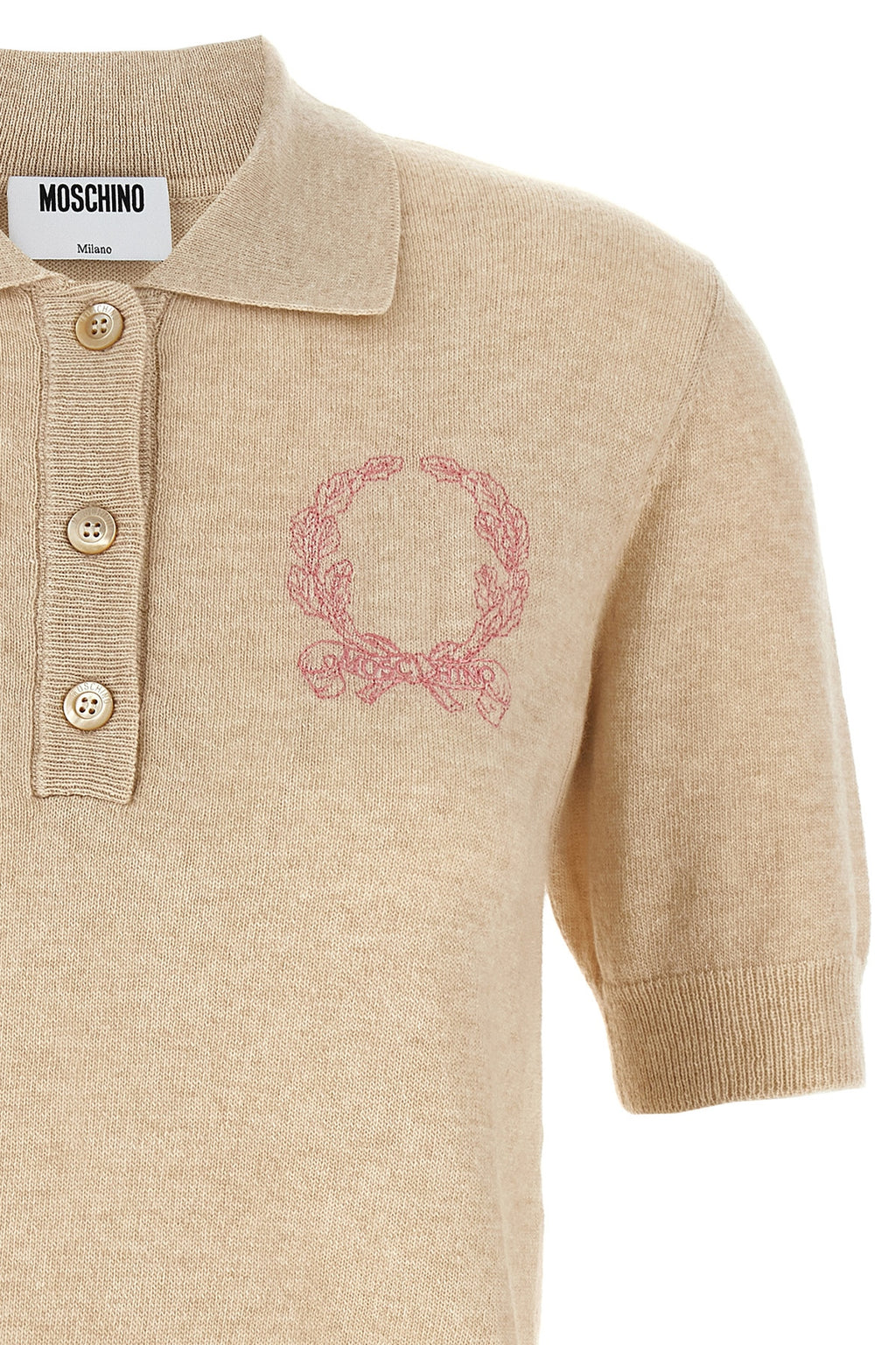 MOSCHINO Polo embroidery sweater For Women 36% wo, 32% pa, 27% vi, 5% ws
