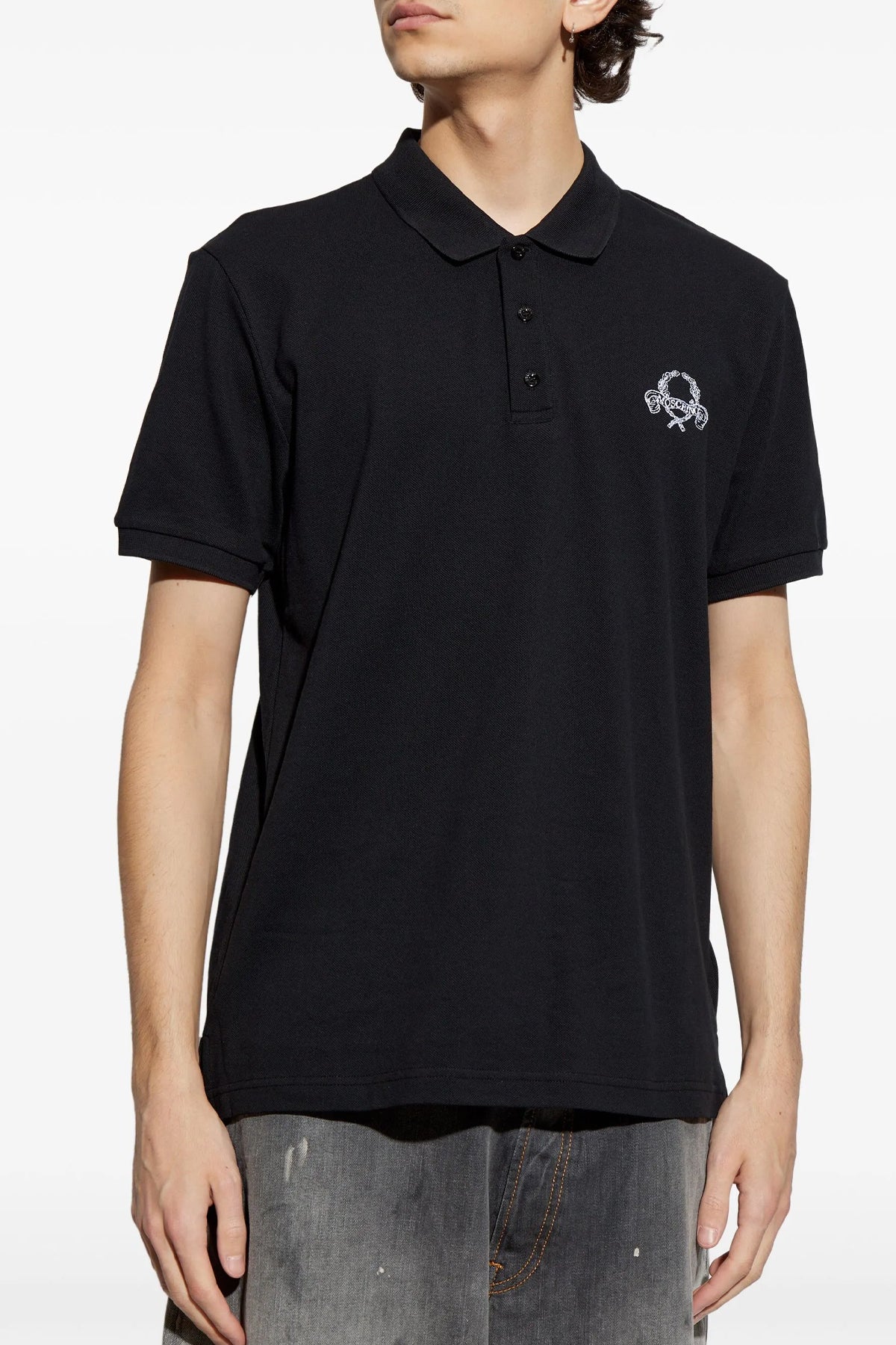 MOSCHINO Logo embroidery polo shirt For Men 100% cotton