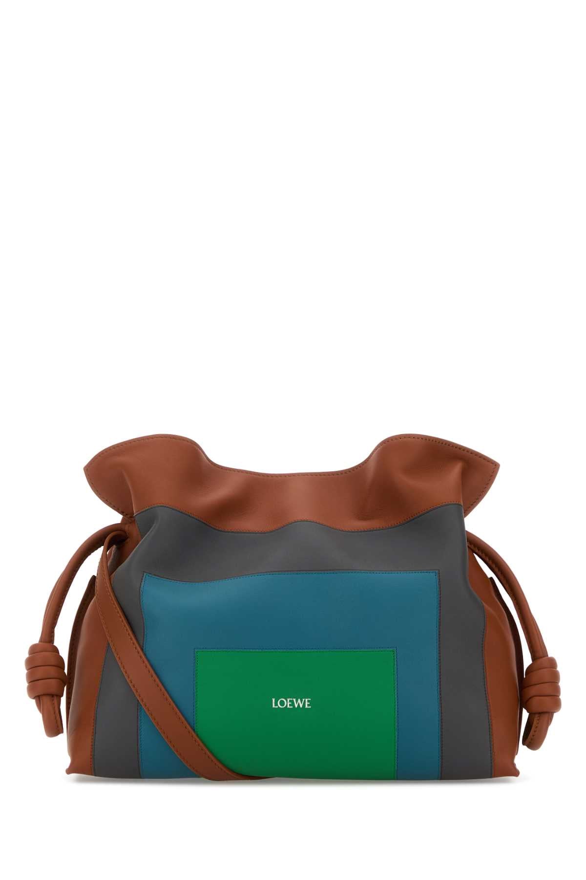 LOEWE FLAMENCO CLUTCH SQUARE For Women Exterior: 100% Calf Interior: 100% Suede Finishing: Golden metal