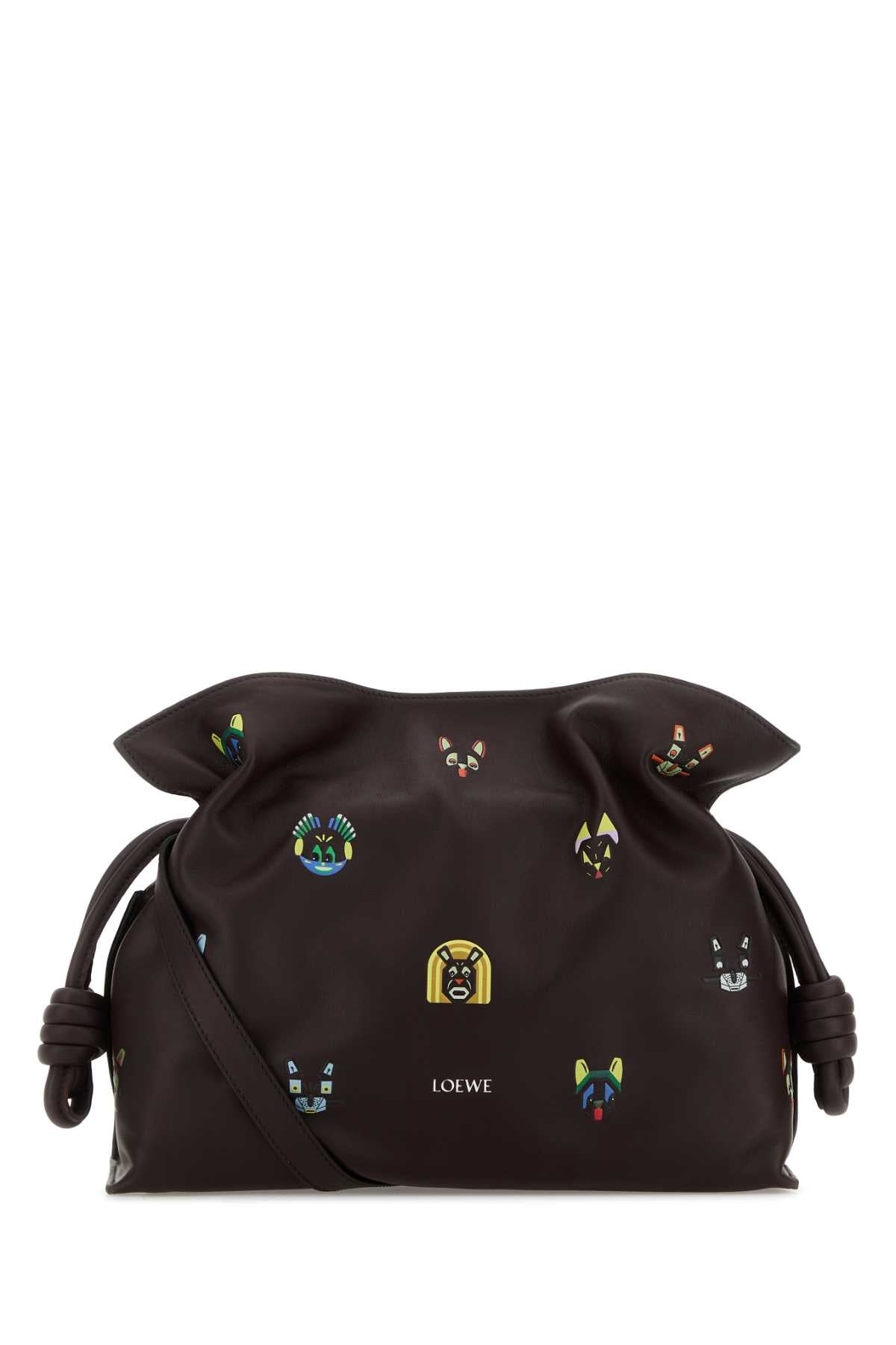 LOEWE FLAMENCO CLUTCH CATS MEDIUM For Women Exterior: 100% Leather Interior: 100% Suede Finishing: Silver metal