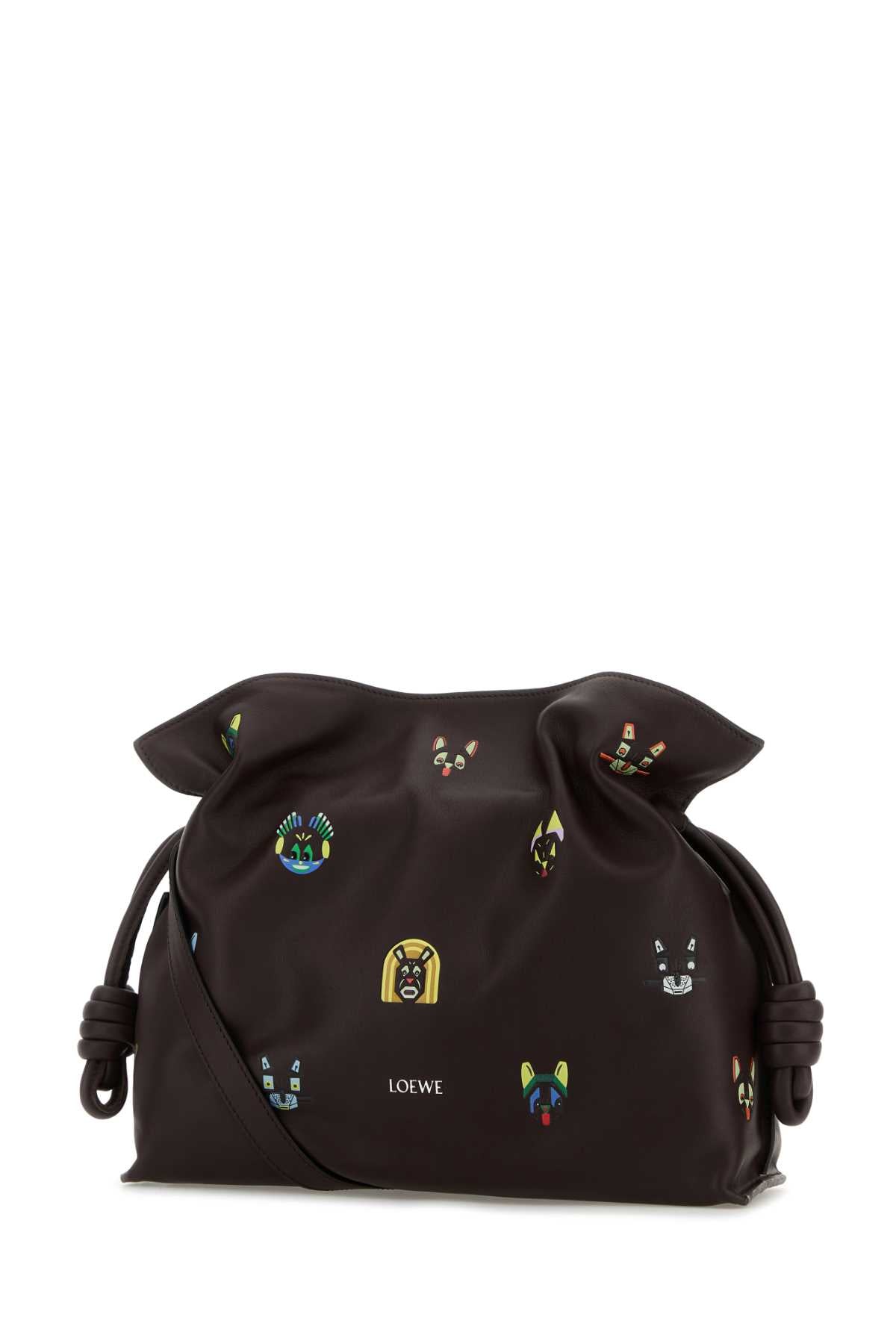 LOEWE FLAMENCO CLUTCH CATS MEDIUM For Women Exterior: 100% Leather Interior: 100% Suede Finishing: Silver metal