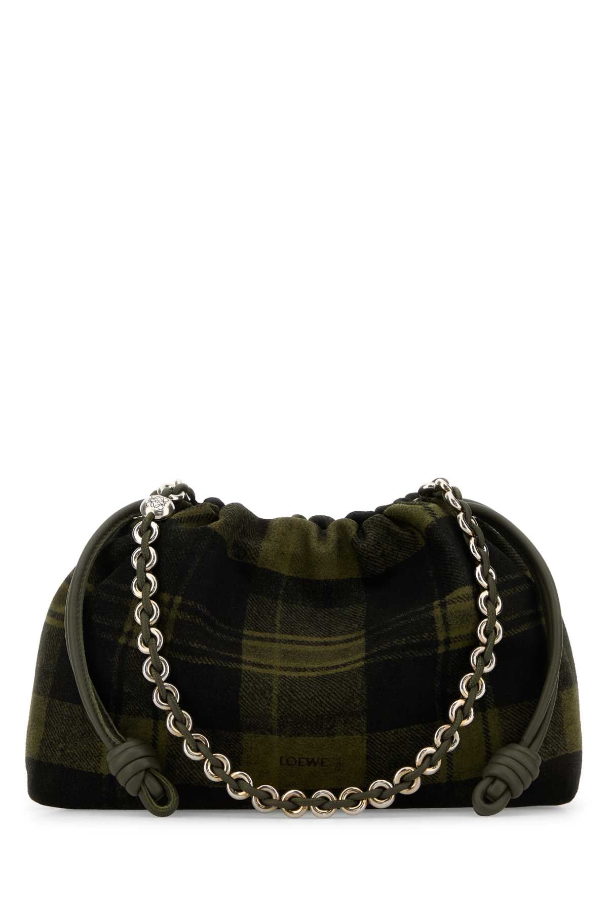 LOEWE FLAMENCO PURSE M TARTAN For Women Exterior: 100% Suede Lining: 100% Leather Finishing: Silver metal