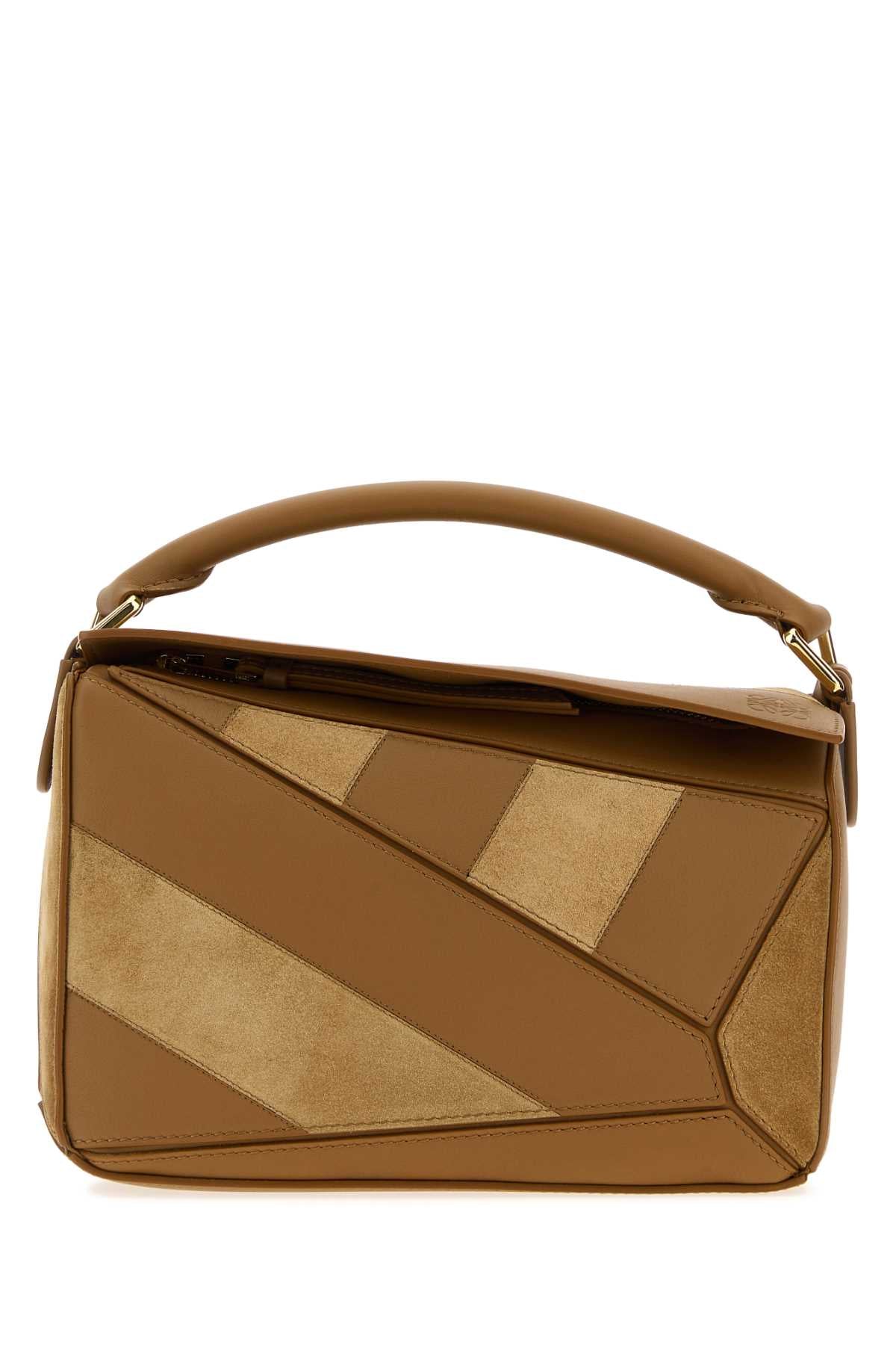 LOEWE PUZZLE S STRIPES For Women Exterior: 100% Calf 100% Suede Lining: 100% Cotton Finishing: Golden metal