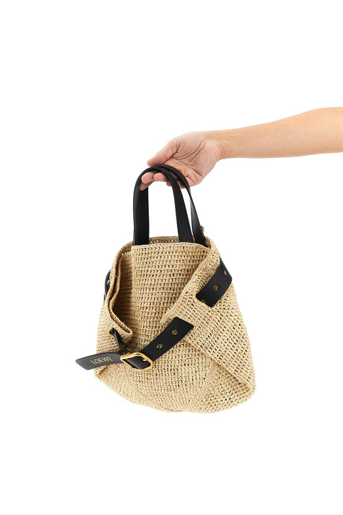 LOEWE 'Punch Hole' mini shopping bag For Women 75% raffia 25% calf leather