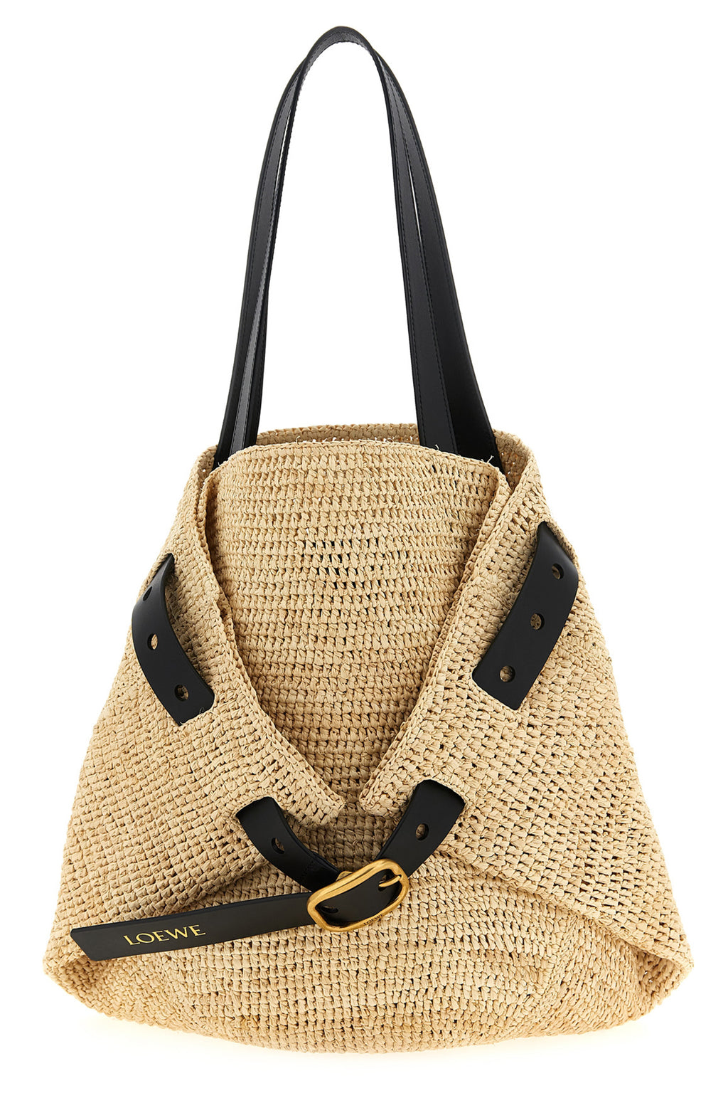 LOEWE Medium 'Punch Hole' shopping bag For Women 75% raffia 25% calf leather