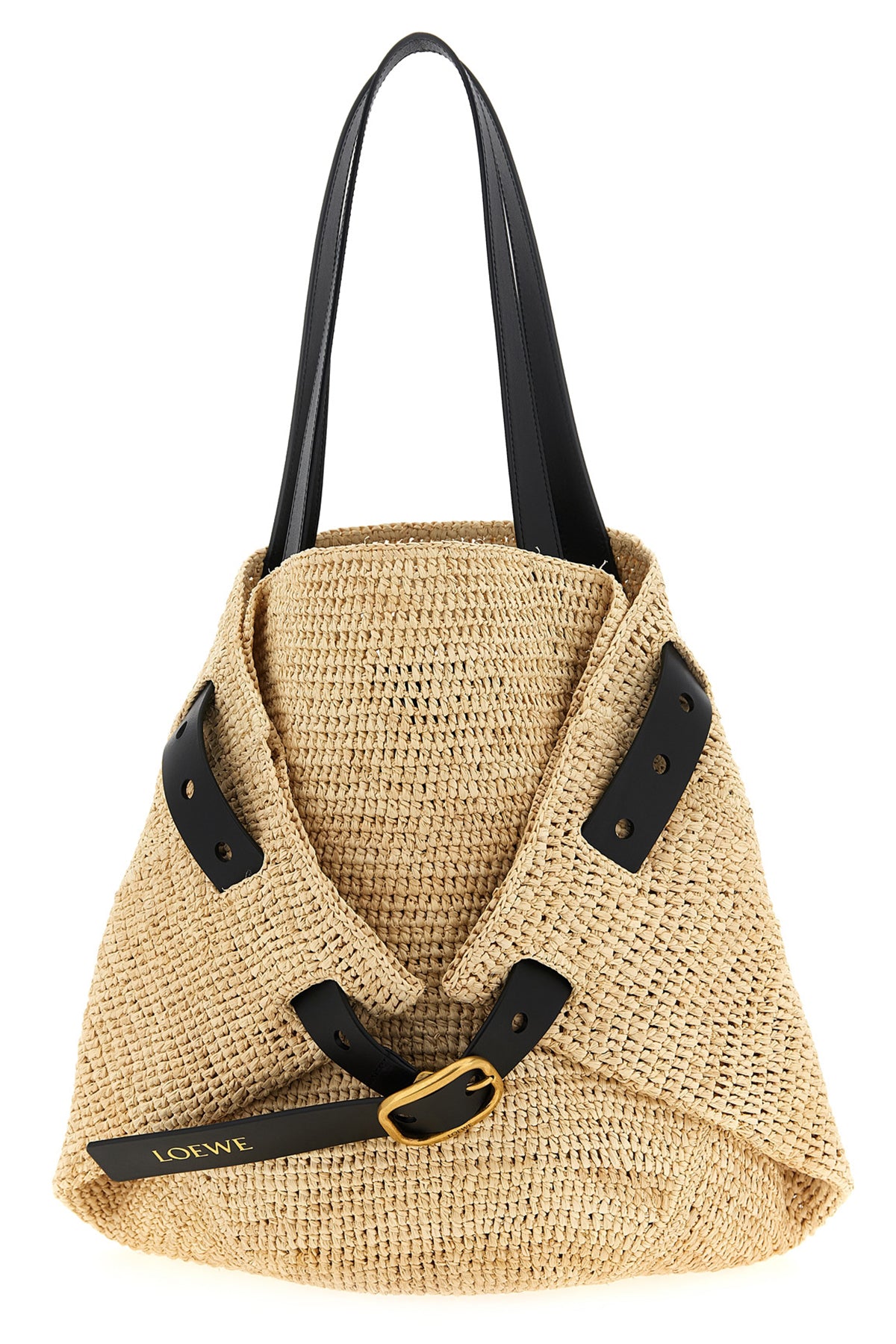 LOEWE Medium 'Punch Hole' shopping bag For Women 75% raffia 25% calf leather