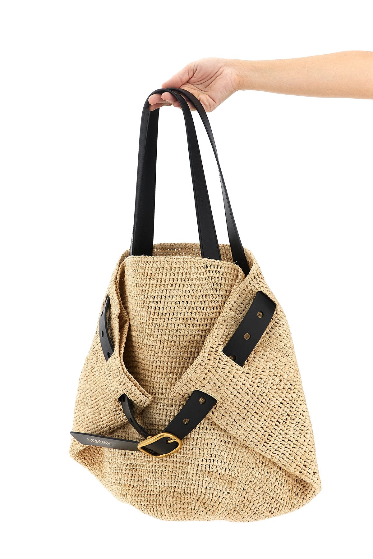 LOEWE Medium 'Punch Hole' shopping bag For Women 75% raffia 25% calf leather