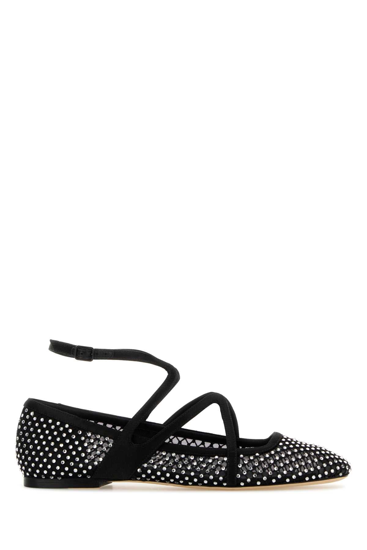 JIMMY CHOO ASTORIA FLAT For Women Exterior: 100% Fabric 100% Rhinestones Interior: 100% Fabric 100% Leather Sole: Leather