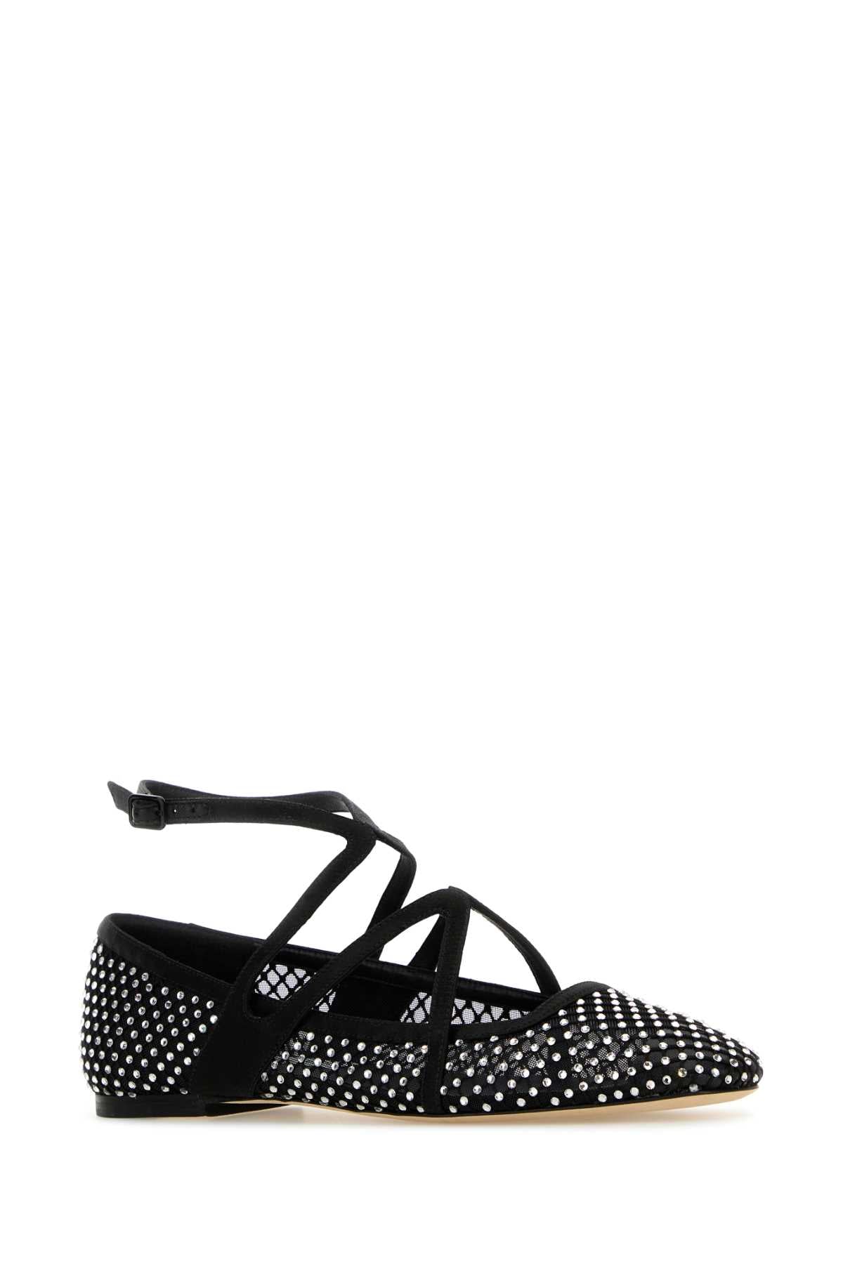 JIMMY CHOO ASTORIA FLAT For Women Exterior: 100% Fabric 100% Rhinestones Interior: 100% Fabric 100% Leather Sole: Leather