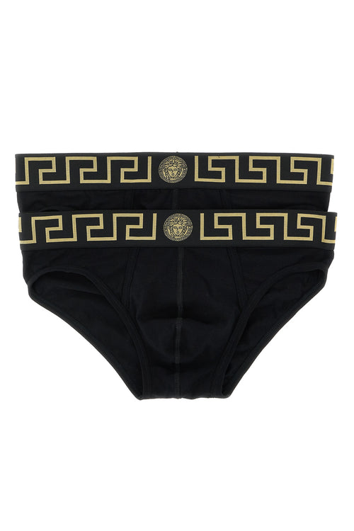VERSACE 'Greca' 2-pack briefs set For Men 94% cotton 6% elastane