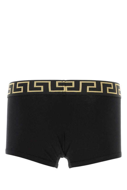 VERSACE BI-PACK TRUNK JERSEY TOPEKA BI-STRETCH COTTON ORGA For Men 1.Outer Fabric:6% Elastane, 94% CottonGusset:6% Elastane, 94% CottonTrim:9% Elastane, 9% Nylon, 82% Polyester