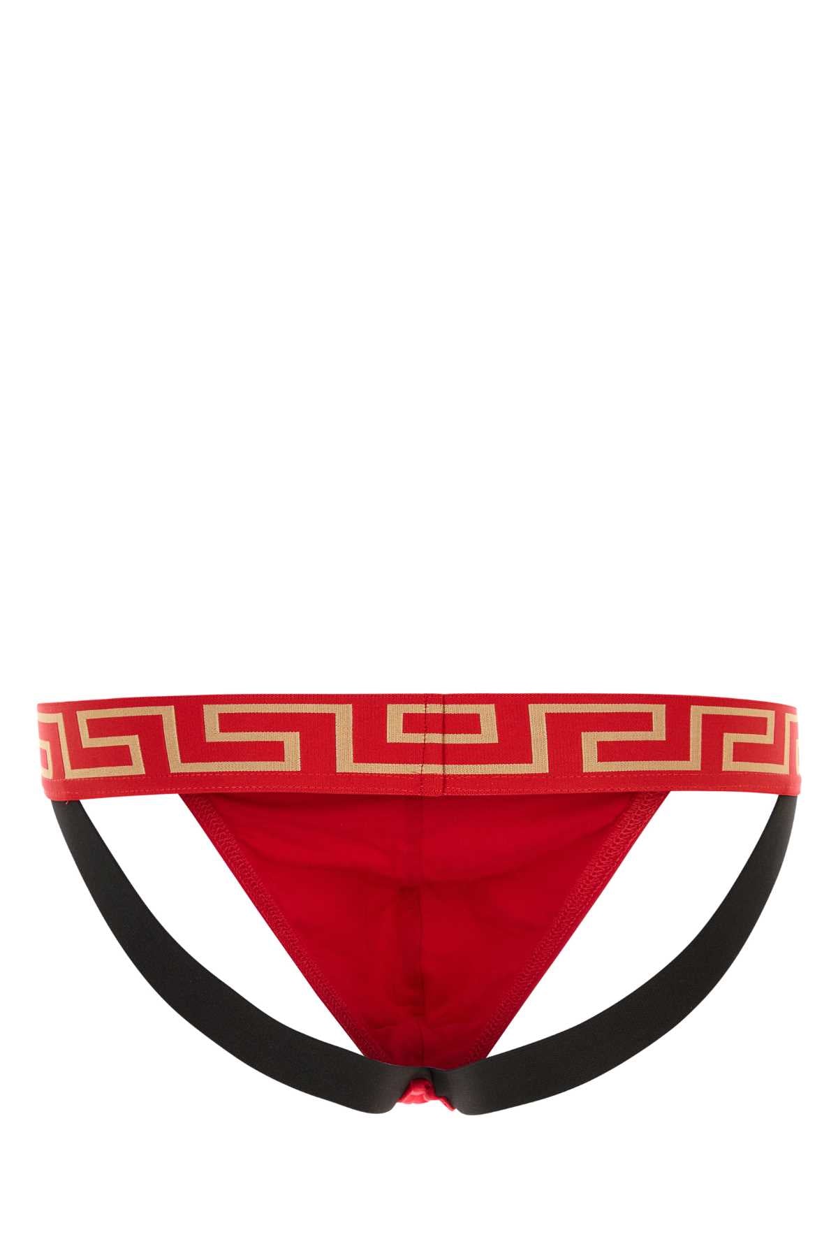 VERSACE UNDERPANTS JOCK STRAP JERSEY TOPEKA BI For Men 1.Outer Fabric:6% Elastane, 94% Cotton2.Trim:2% Nylon, 17% Elastane, 81% PolyesterGusset:6% Elastane, 94% CottonTrim:9% Elastane, 9% Nylon, 82% Polyester