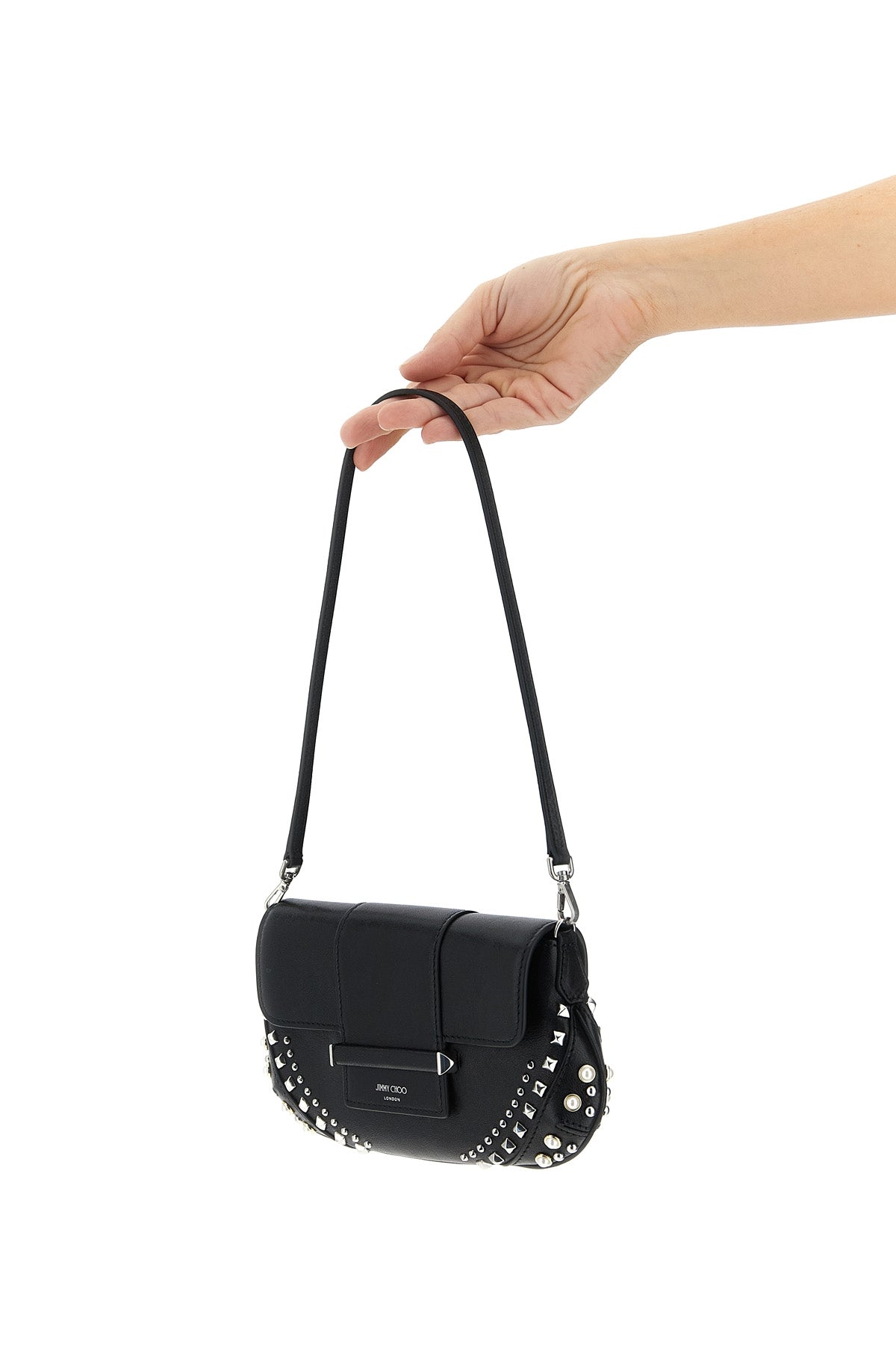 JIMMY CHOO 'Bar' wallet on chain For Women 80% lamb leather 20% brass