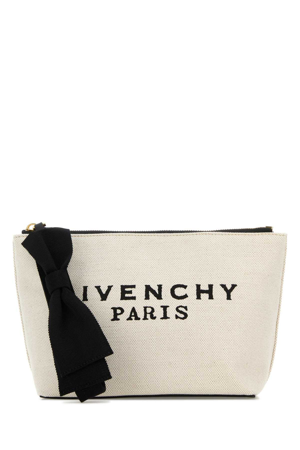 GIVENCHY SMALL GIVENCHY LOGO POUCH For Women Exterior: 58% Cotton 28% Linen 4% Polyurethane Finishing: Golden metal