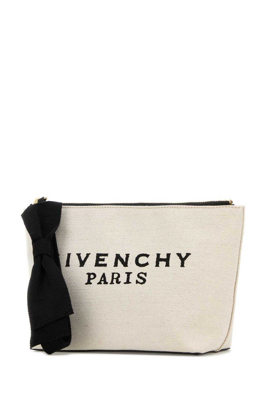 GIVENCHY SMALL GIVENCHY LOGO POUCH For Women Exterior: 58% Cotton 28% Linen 4% Polyurethane Finishing: Golden metal