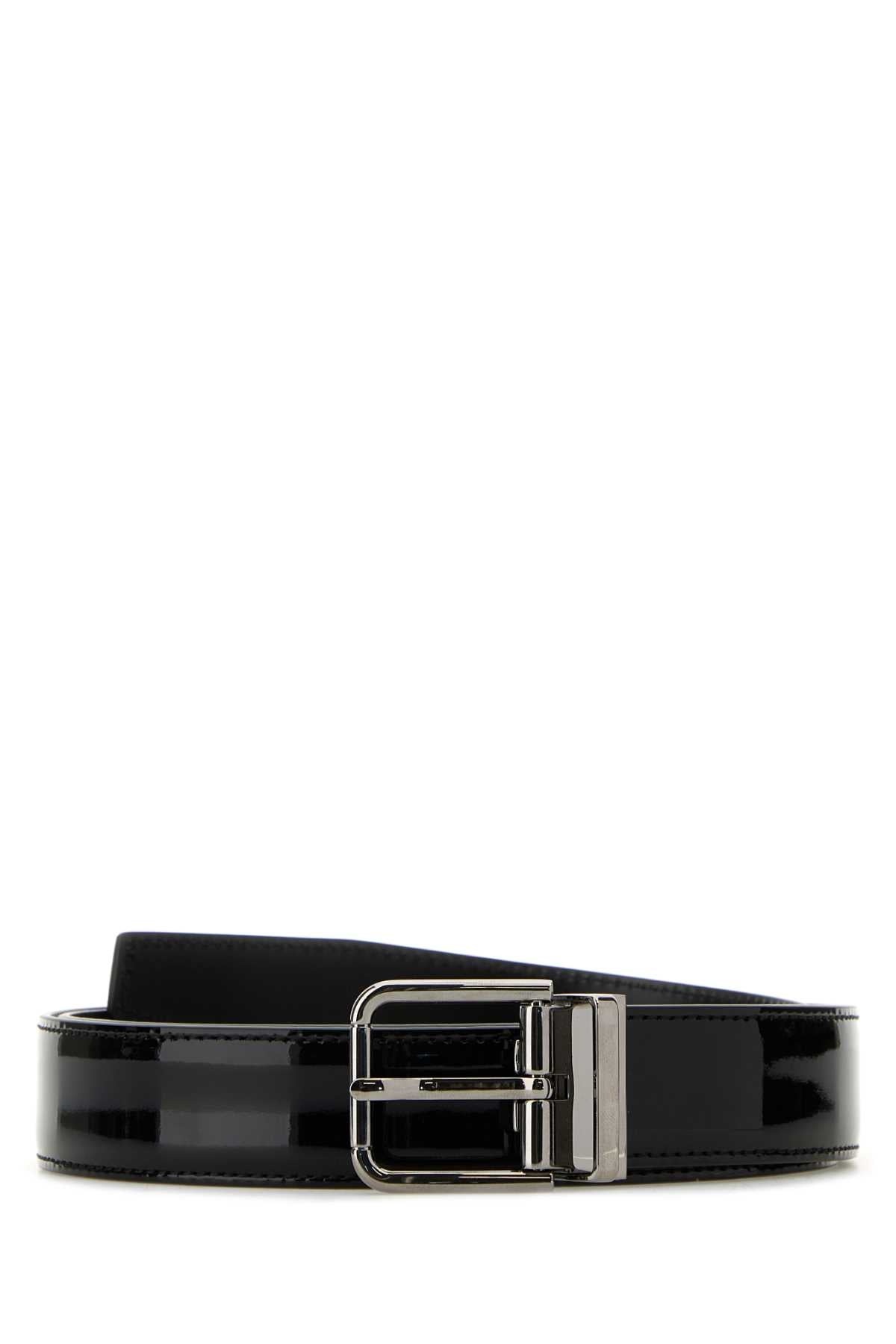 DOLCE & GABBANA CINTURA NO LOGO VERNICE For Men Exterior: 100% Leather Finishing: Ruthenium