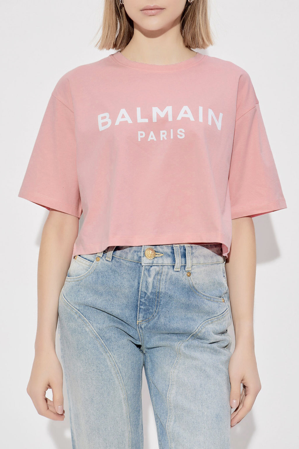 balmain Logo crop T-shirt