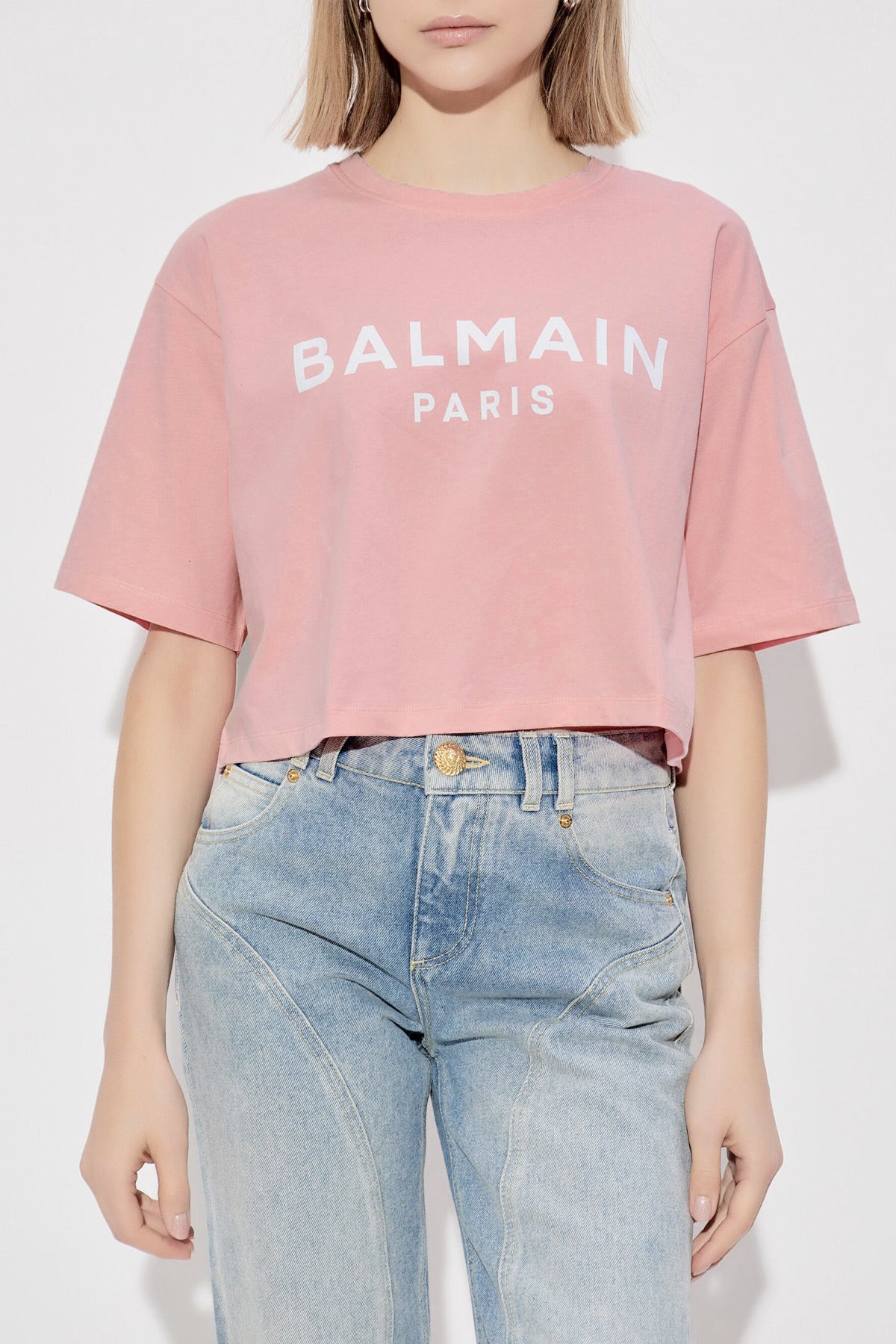 balmain Logo crop T-shirt