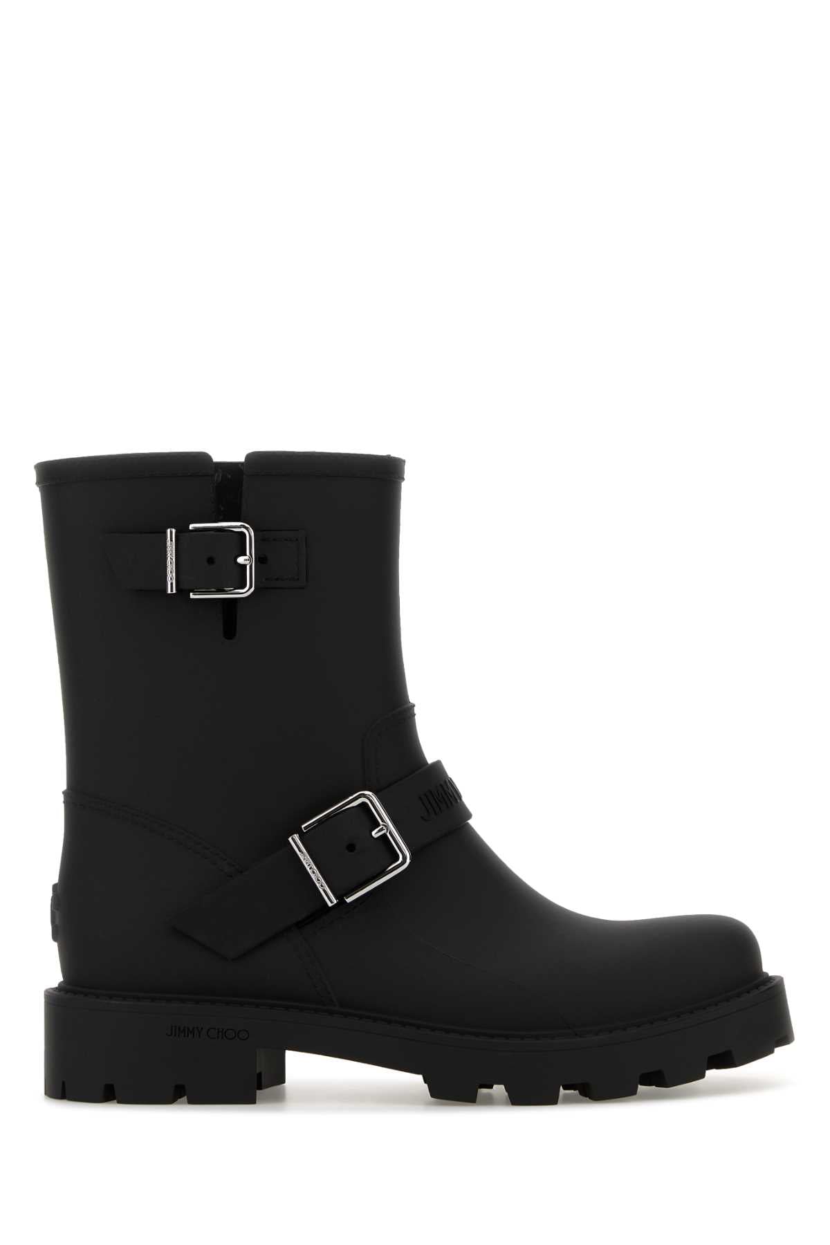 JIMMY CHOO BIKER RAIN For Women Exterior: 100% Rubber Interior: 100% Rubber Sole: Rubber