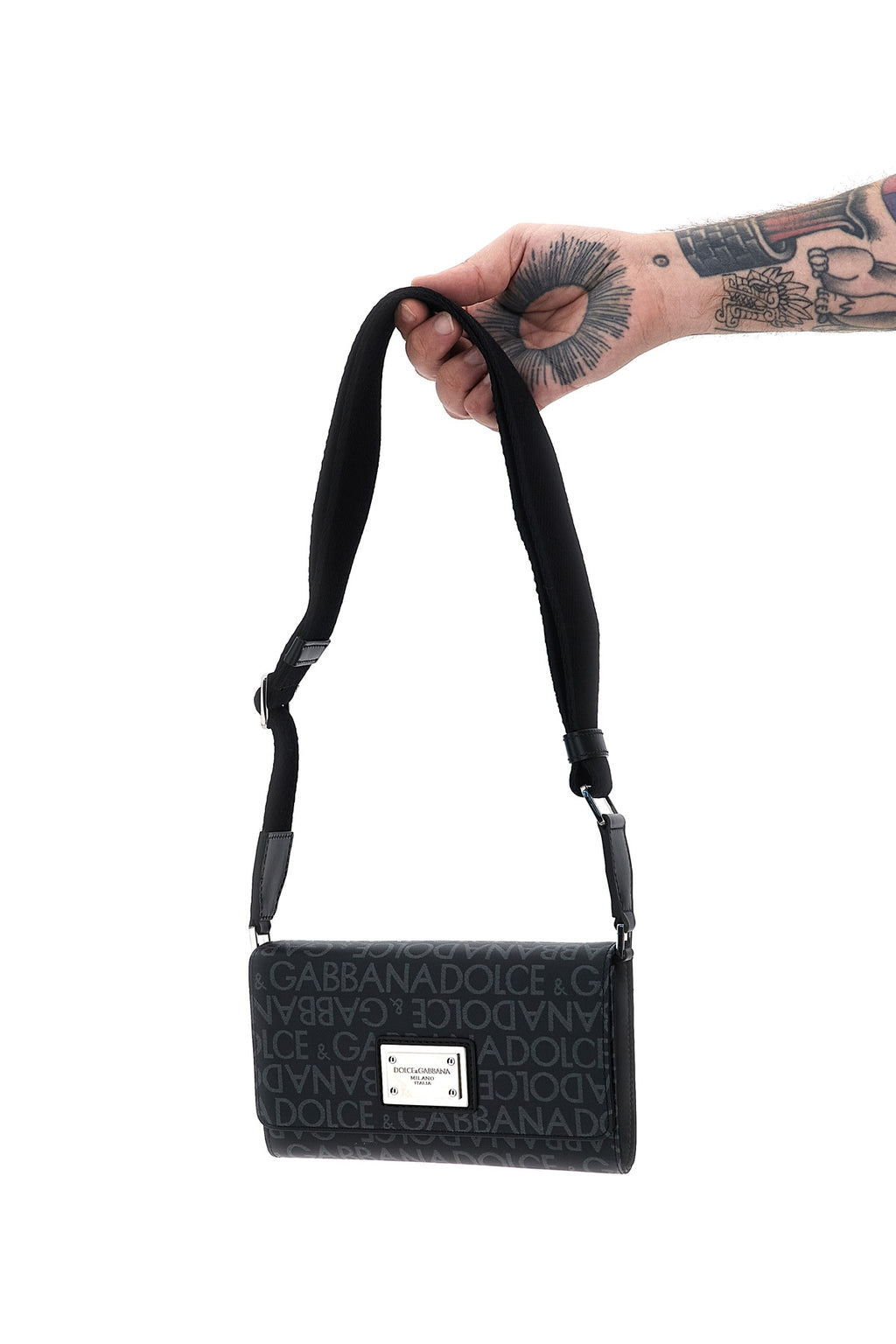 DOLCE & GABBANA Coated jacquard crossbody bag For Men 40% co, 20% pu, 20% vi, 10% le 10% pl