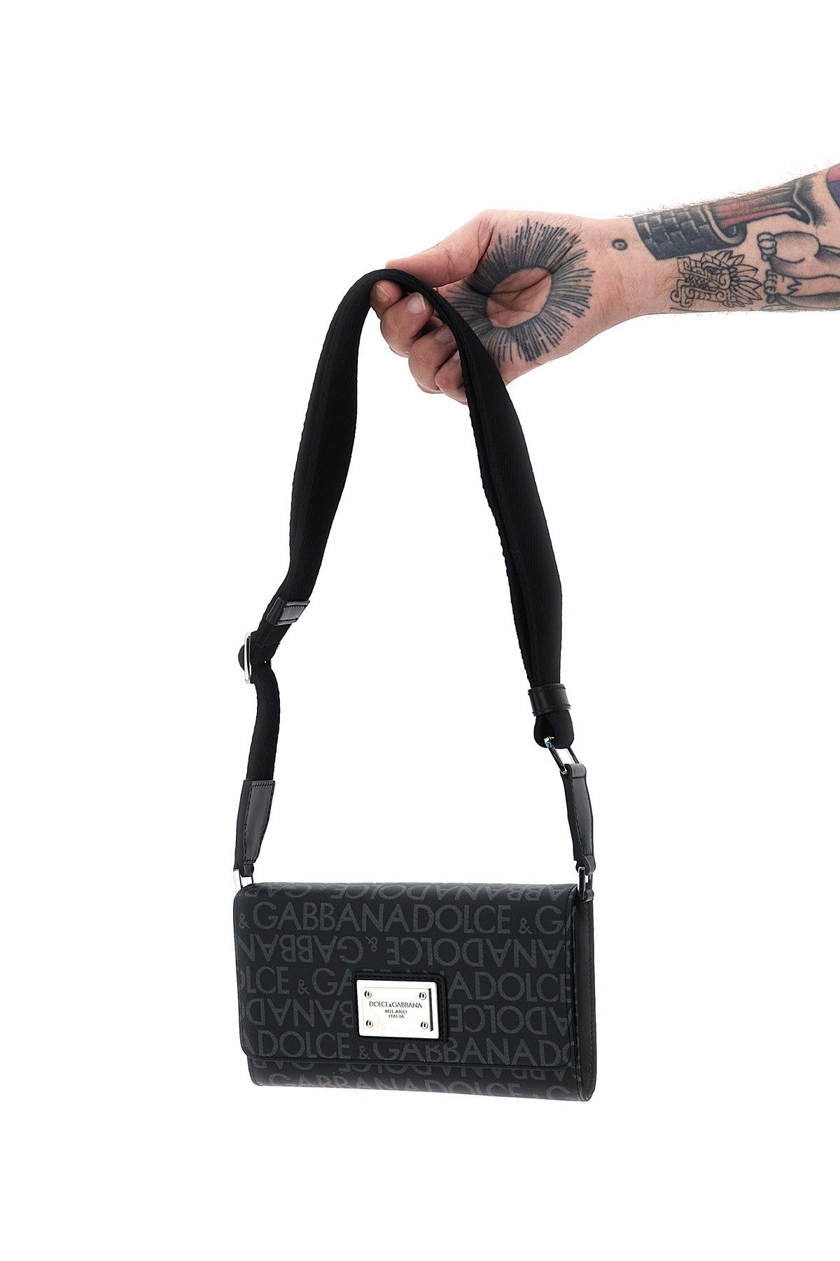 DOLCE & GABBANA Coated jacquard crossbody bag For Men 40% co, 20% pu, 20% vi, 10% le 10% pl
