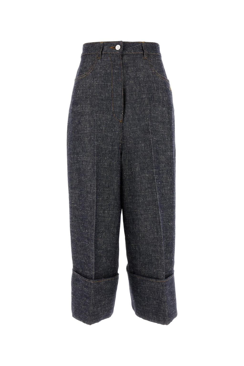 GIVENCHY FOLD UP DENIM TROUSERS For Women Exterior: 42% Linen 28% Viscose 17% Hemp 13% Silk